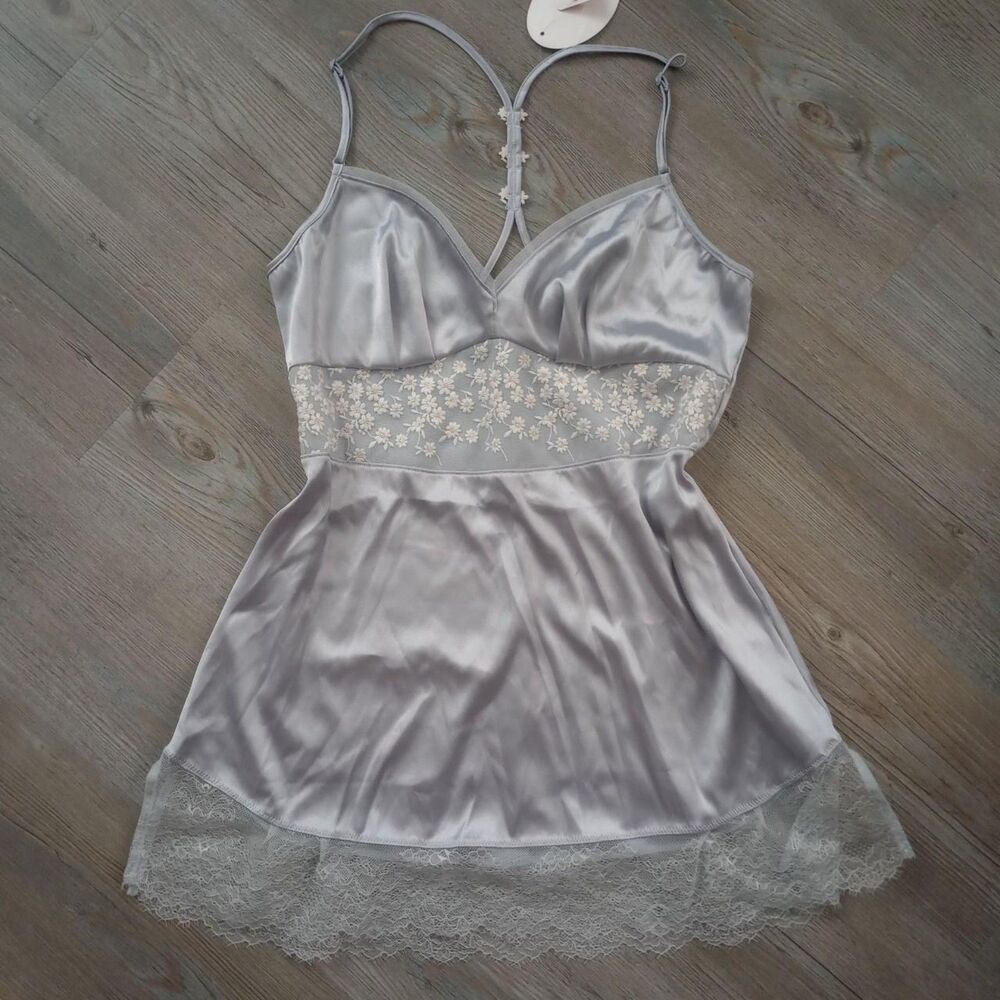 Japanese Blue Satin Floral Lace Fairy Camisole